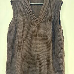 PrettyLittleThing Brown Knit Sweater Vest